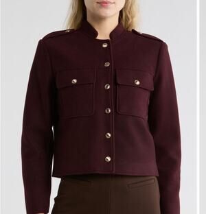 Jason Wu New Burgundy Crop Knit Jacket - size large-new with tags